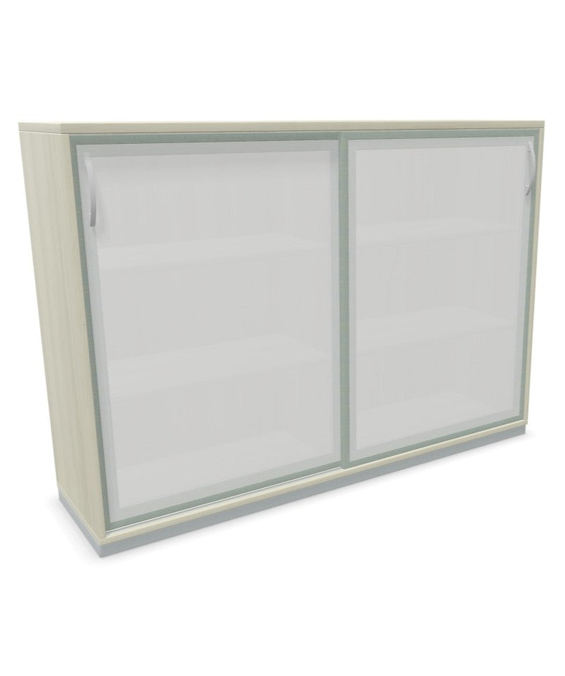 Palmberg Glasschiebetürenschrank mit Sockel (Glas satiniert)