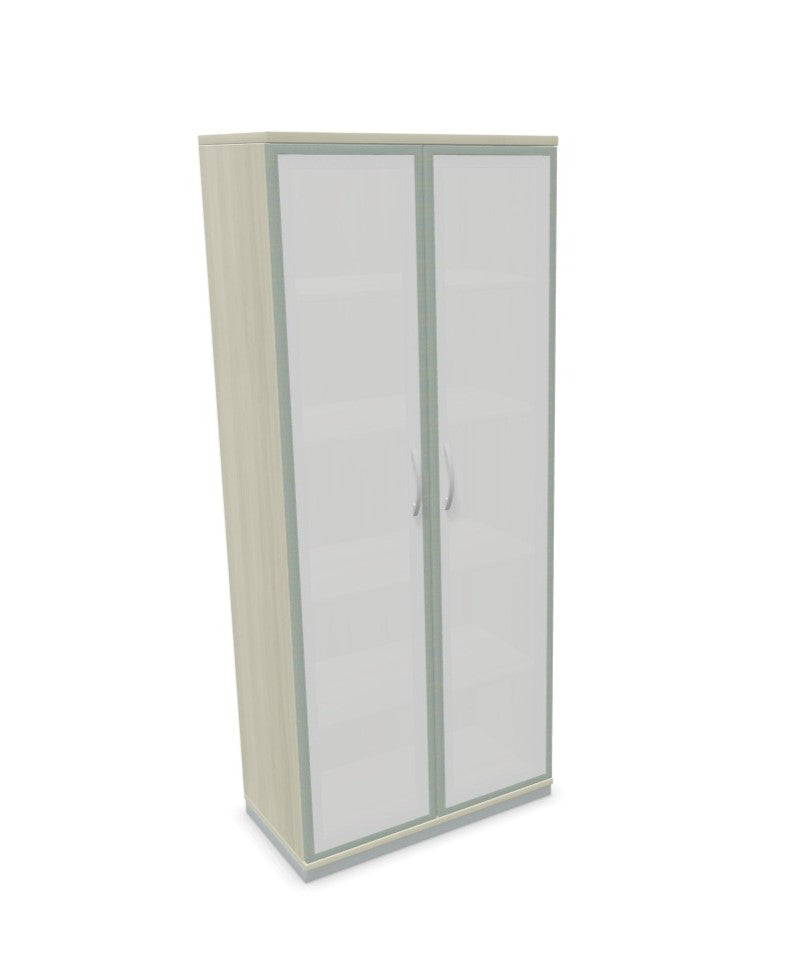 Palmberg Glasdrehtürenschrank mit Sockel (Glas satiniert)