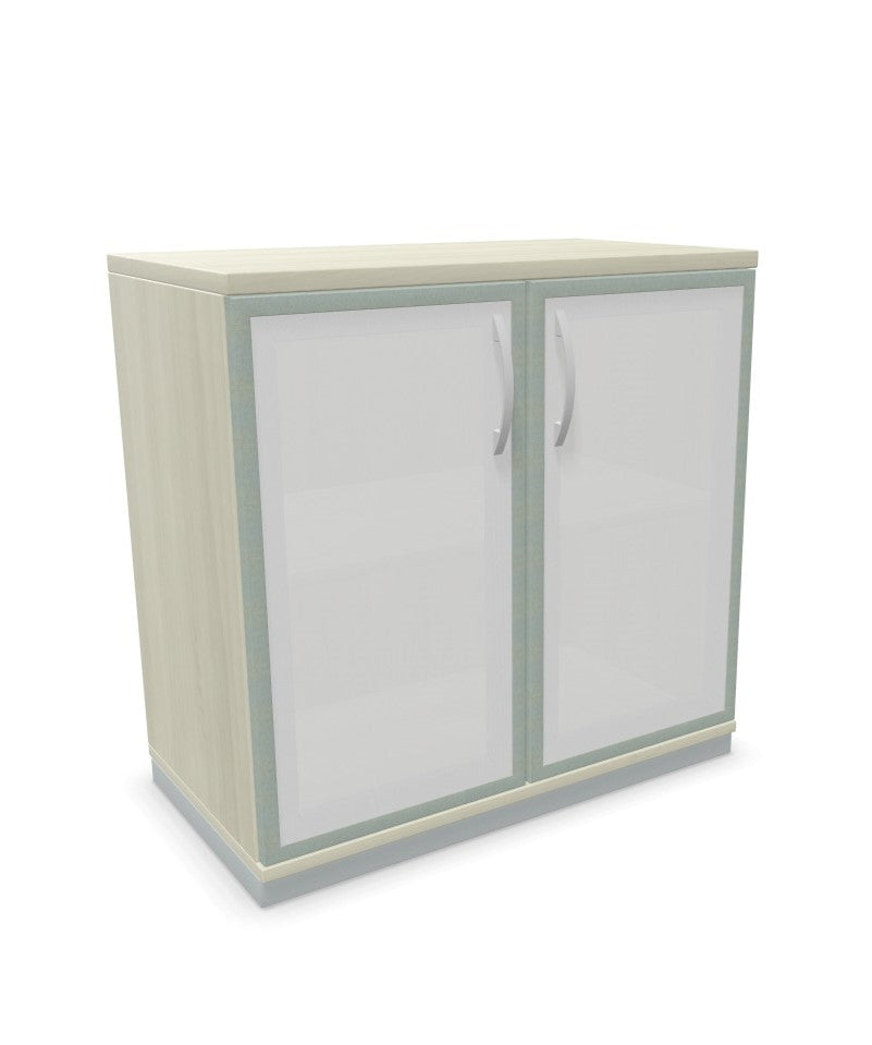 Palmberg Glasdrehtürenschrank mit Sockel (Glas satiniert)