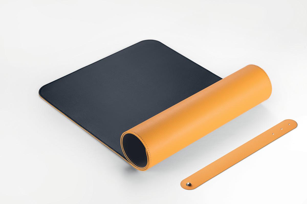 Schreibtischmatte, einrollbar, hochwertiges Lederimitat, doppelseitig, 80 x 30 cm
