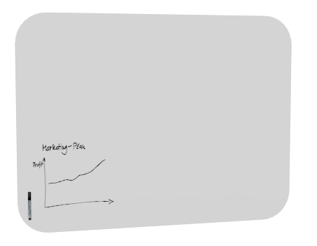 Glas-Magnettafel mit abgerundeten Ecken, Hochglanz