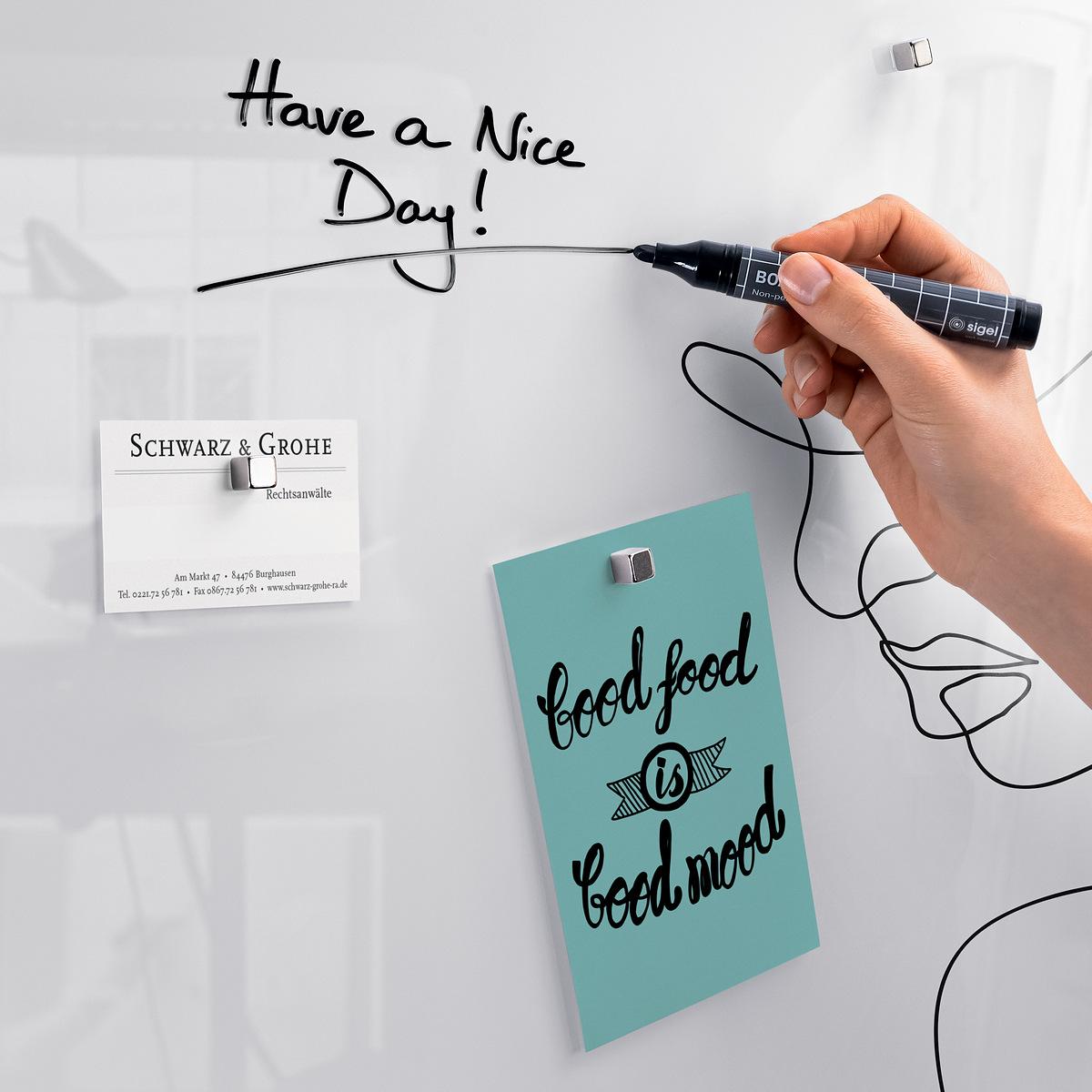 Glas-Magnettafel mit abgerundeten Ecken, Hochglanz