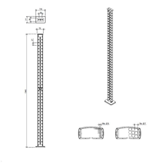 Kabelführung mit Magnet für Steh- / Sitztische bis zu 130 cm