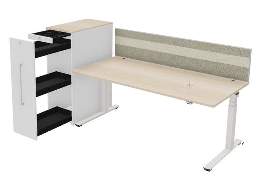 ergonomischer Arbeitsplatz mit Tischaufsatz