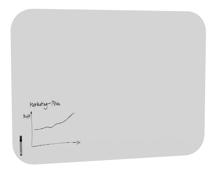 Glas-Magnettafel mit abgerundeten Ecken