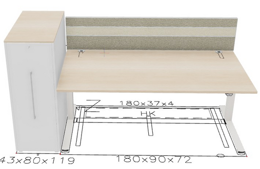ergonomischer Arbeitsplatz mit Tischaufsatz